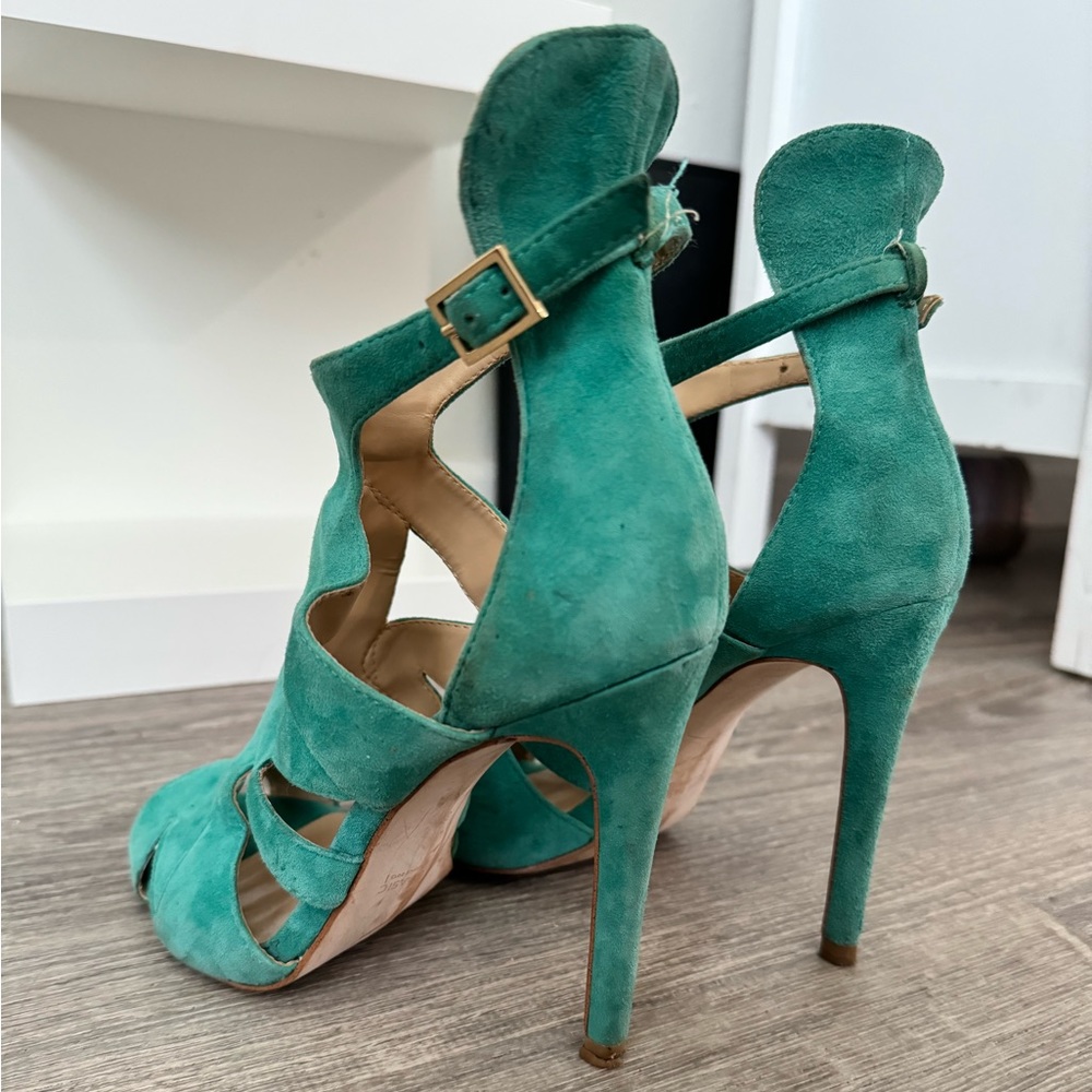 Zara Turquoise Cut out Heels - Picture 7 of 9